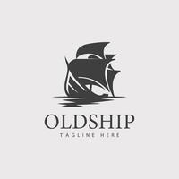 old ship logo illustration design vector