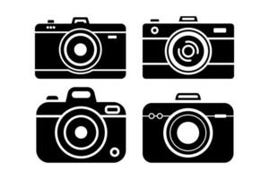 Four different types of cameras on a white background vector
