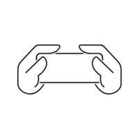 Two hands holding a blank card icon vector