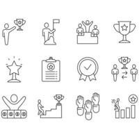 winner icons set. Set of editable stroke icons.Set of winner. vector