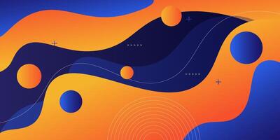 Modern abstract colorful orange and blue gradient wave liquid geometric background with liquid style gradient color. Suitable for banner, flyer, etc. Eps10 vector