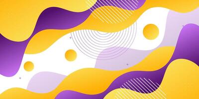 Purple and yellow geometric business banner design. Creative banner design with wave and line shape as template. vector