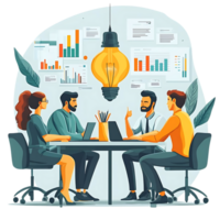 Team Brainstorming Ideas, Developing Strategies, Collaborating Effectively, Achieving Goals Together, Transparent Background. png