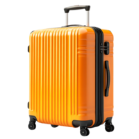 Orange Suitcase Rolling Smoothly, Ideal Travel Companion, for Adventures. Transparent Background png