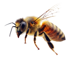 Honeybee in Flight, Transparent Background, Detailed Macro View png