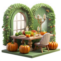 wonderful artistic Autumn Harvest Table Setting Festive Fall Dinner detailed png