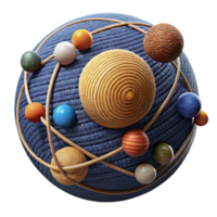 elegant rustic Textured Orb Celestial Sphere with Interconnected Orbits original png