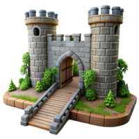 Stone Castle Gate Medieval Architecture Model png