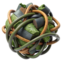 Abstract 3D Render Intertwined Tubes and Mossy Forms png