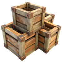magnificent contemporary Stacked Wooden Crates Rustic Storage and Display authentic png