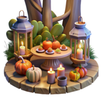 elegant abstract Autumnal Gathering Pumpkins, Lanterns, and Treats professional png