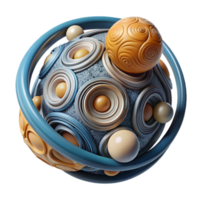 beautiful contemporary Abstract 3D Sphere with Circular Patterns and Orbits detailed png