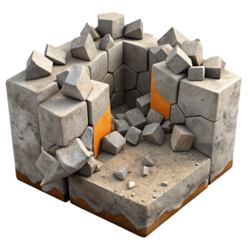 wonderful rustic Crumbling Stone Structure 3D Render of Destruction authentic png