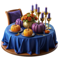 serene creative Autumn Table Setting with Pumpkins and Candles detailed png