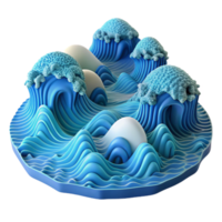 elegant minimalist Stylized 3D Ocean Waves Abstract Art high resolution png