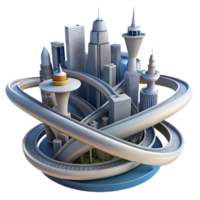dramatic vintage Futuristic Cityscape Elevated Transportation Modern Architecture original png