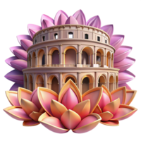 beautiful modern Ancient Architecture, Lotus Blossom, 3D Render high resolution png