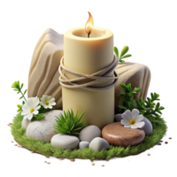 extraordinary abstract Serene Candle with Stones and Flowers high resolution png