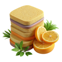 beautiful rustic Citrus-Scented Cleaning Sponges Stackable Refreshing exclusive png