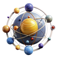 vibrant modern Atomic Model Exploring Subatomic Particles Orbits 4K png