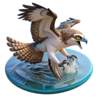 beautiful contemporary Osprey Bird 3D Render Diving for Fish high resolution png