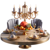 serene creative Elegant Dinner Party Table Setting with Candles and Fruit authentic png