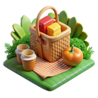 impressive modern Delightful Picnic Basket A 3D Render high resolution png