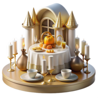 magnificent creative Autumn Harvest Table Setting in a Fairytale Castle original png