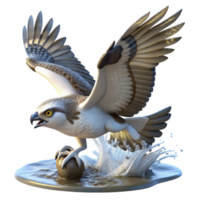 impressive classic Osprey Catching Fish 3D Render of Bird in Action 4K png