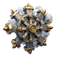 Radial Engine Steampunk Gear, Mechanical Design, 3D Render png
