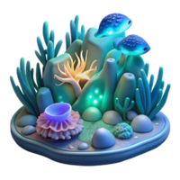 wonderful abstract Glowing Ocean Reef 3D Render of Underwater Scene premium png