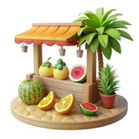 stunning creative Tropical Fruit Stand 3D Render of Summer Fruits authentic png