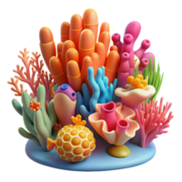 serene rustic Vibrant 3D Render of Colorful Coral Reef premium png