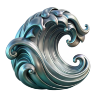 stunning creative Ocean Wave Scroll 3D Rendered Metallic Art high quality png