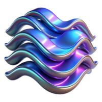 Abstract Metallic Waves Iridescent 3D Render png