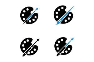 Simple and Clean Paintbrush and Palette Icon, Paintbrush and palette symbol, Artistic tools icon, Digital art icon, Art equipment vector