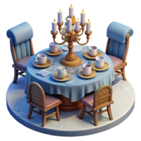 magnificent artistic Romantic Table Setting with Candles and Teacups high resolution png