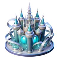 elegant minimalist Enchanted Ice Castle A Fairytale 3D Render high quality png