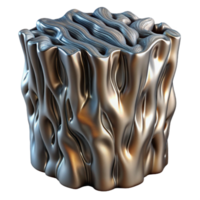 Metallic Abstract Cube 3D Render of Fluid, Organic Form png