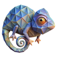magnificent artistic Low Poly Chameleon 3D Model, Colorful Reptile detailed png