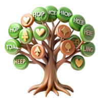 dramatic creative Abstract Symbol Tree Visual Representation of Concepts detailed png