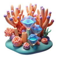 dramático moderno Oceano joyas 3d hacer de coral arrecife con piedras preciosas genuino png