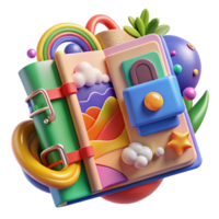 elegant abstract Whimsical Rainbow Journal 3D Render of Colorful Notebook 4K png