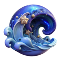 serene classic Celestial Wave 3D Render of Cosmic Ocean original png