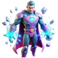 impressive traditional Superhero with Ice Powers 3D Render high quality png
