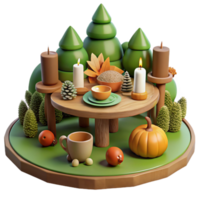 Autumn Harvest Table Setting Candles, Pumpkins Cozy Vibes png