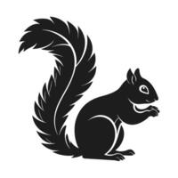 A simple, black silhouette of a squirrel, set against a plain white background. vector