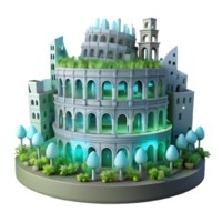 magnificent abstract Futuristic Colosseum Architectural Design with Green Spaces professional png