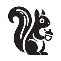black silhouette of a squirrel against a plain white background. vector