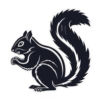 A simple, stylized silhouette of a squirrel holding an acorn. vector